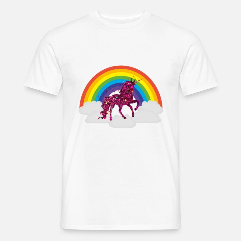 Regenbogen Einhorn - Männer T-Shirt - Weiß