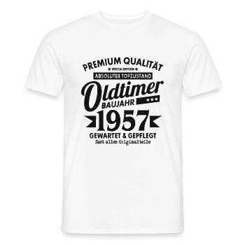 OLDTIMER 1957 LUSTIG 65 JAHRE GEBURTSTAG GESCHENK - Männer T-Shirt - Weiß - Vorne - AI Model Male 178 dark (178cm)