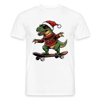 Dinosaur T-Rex Christmas Funny - Men's T-Shirt - white - Front - AI Model Male 178 dark (178cm)