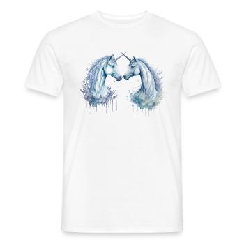 Twin Unicorns: Watercolor Magic - Men's T-Shirt - white - Front - AI Model Male 178 dark (178cm)