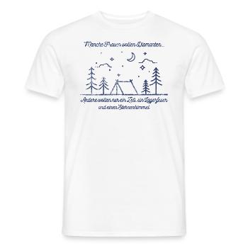 Camping women tent camp fire stars - Men's T-Shirt - white - Front - AI Model Male 178 dark (178cm)