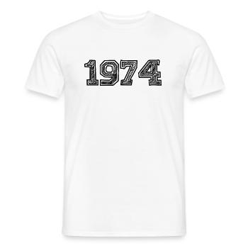 1974 - Men's T-Shirt - white - Front - AI Model Male 178 dark (178cm)