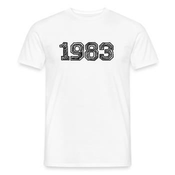 1983 - Men's T-Shirt - white - Front - AI Model Male 178 dark (178cm)