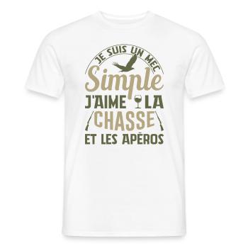 Chasse Et Apéros Chasser Cadeau Anniversaire Mec - T-shirt homme - blanc - Devant - AI Model Male 178 dark (178cm)