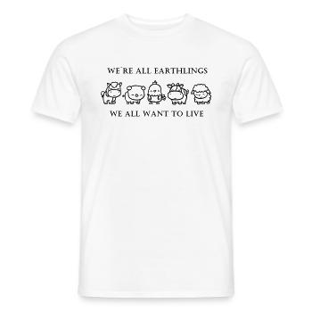 nous sommes tous des terriens que nous voulons tous vivre végétalien - T-shirt homme - blanc - Devant - AI Model Male 178 dark (178cm)