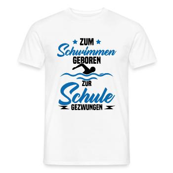 Né pour nager Forcé d'aller à l'école - T-shirt homme - blanc - Devant - AI Model Male 178 dark (178cm)
