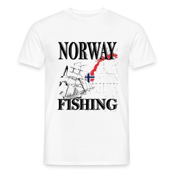 Norway -Norge-Norvège -Pêche - T-shirt homme - blanc - Devant - AI Model Male 178 dark (178cm)