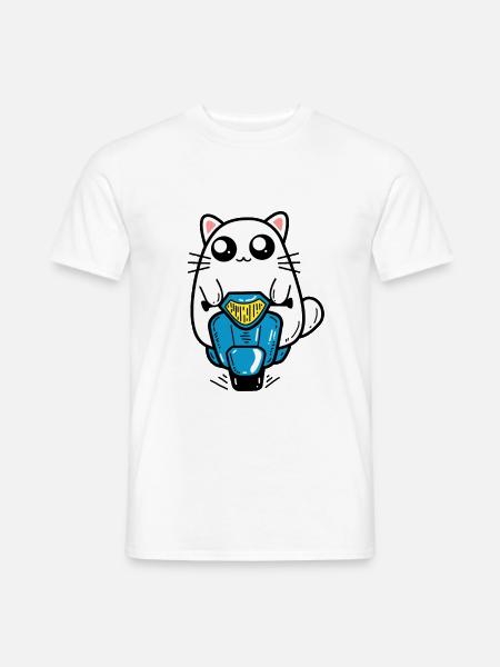 Katze Motorroller - Männer T-Shirt - Weiß