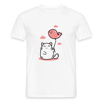Ballon baleine chaton - T-shirt homme - blanc - Devant - AI Model Male 178 dark (178cm)