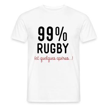 99 pourcent rugby sport apéro - T-shirt homme - blanc - Devant - AI Model Male 178 dark (178cm)