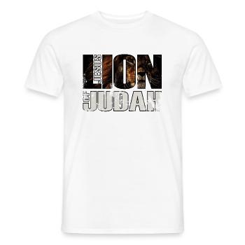 Jesus Löwe von Judah LION of JUDAH Christ Christus - Men's T-Shirt - white - Front - AI Model Male 178 dark (178cm)