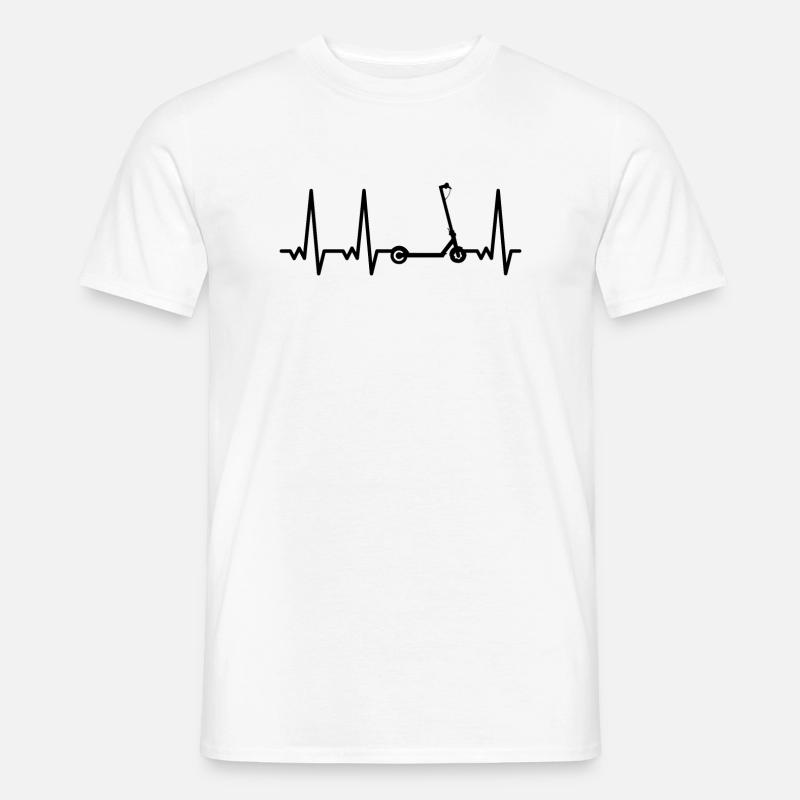 E-Scooter Herzschlag City-Roller E-Roller Scooter - Männer T-Shirt - Weiß