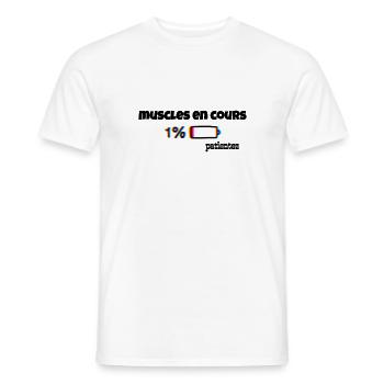 Muscles in progress wait, humor, Sterz - Men's T-Shirt - white - Front - AI Model Male 178 dark (178cm)