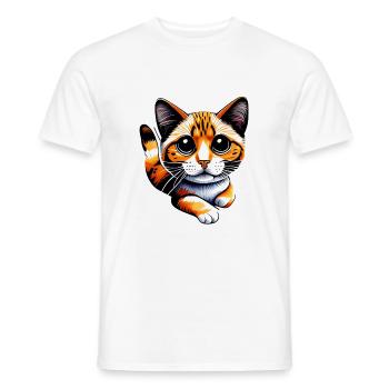 Un chat orange, avec son pelage lumineux, - T-shirt homme - blanc - Devant - AI Model Male 178 dark (178cm)