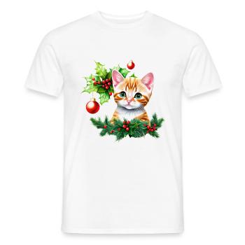 Un chat adorable, aux yeux pétillants de curiosité - T-shirt homme - blanc - Devant - AI Model Male 178 dark (178cm)