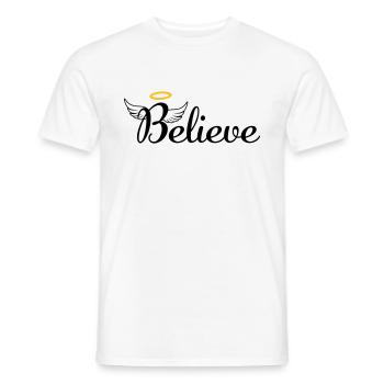 I believe in angels - Men's T-Shirt - white - Front - AI Model Male 178 dark (178cm)