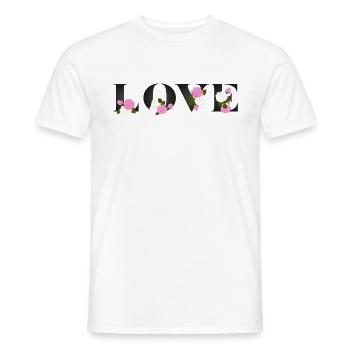 AMOUR - en rose rose rose fleurs et feuilles - T-shirt homme - blanc - Devant - AI Model Male 178 dark (178cm)