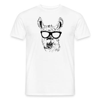 Funny llama with sunglasses - Men's T-Shirt - white - Front - AI Model Male 178 dark (178cm)