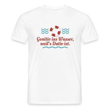 Genitiv ins Wasser - Männer T-Shirt - Weiß - Vorne - AI Model Male 178 dark (178cm)