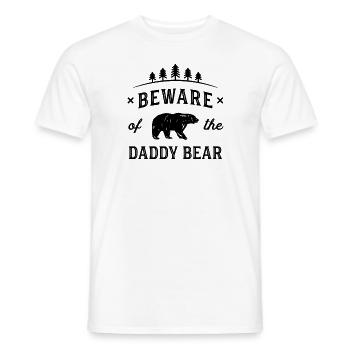 Mens Papa Bear Daddy Beware Dad Father's Day - Men's T-Shirt - white - Front - AI Model Male 178 dark (178cm)