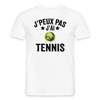 Je Peux Pas J'ai Tennis - T-shirt homme - blanc - Devant - AI Model Male 178 dark (178cm)