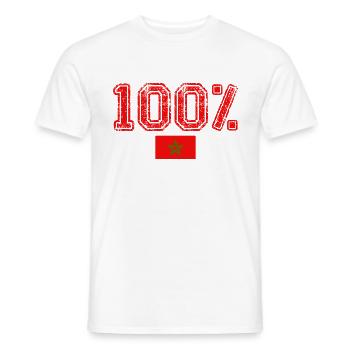 100% Marocain Marocaine Drapeau du Maroc - T-shirt homme - blanc - Devant - AI Model Male 178 dark (178cm)
