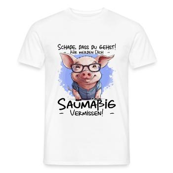 Schade dass du gehst | Jobwechsel Kollegengeschenk - Männer T-Shirt - Weiß - Vorne - AI Model Male 178 dark (178cm)