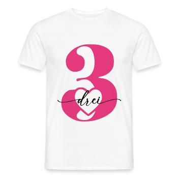 Digit Three 3 with Heart - Men's T-Shirt - white - Front - AI Model Male 178 dark (178cm)