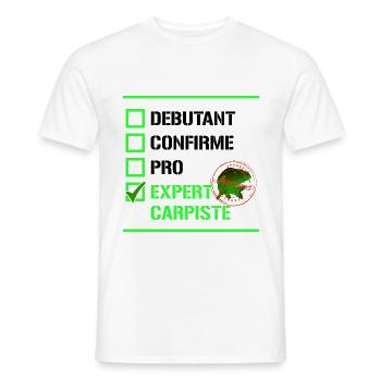 Beginner confirmed pro expert carpist gift fishing - Men's T-Shirt - white - Front - AI Model Male 178 dark (178cm)