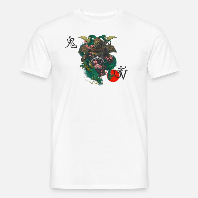 Dämon Kabuto Oni Drache - Männer T-Shirt - Weiß