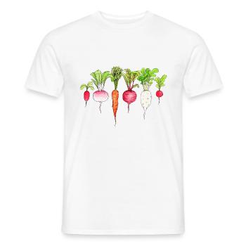 Légumes-racines Radis Carottes betteraves - T-shirt homme - blanc - Devant - AI Model Male 178 dark (178cm)