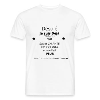 Tee-shirt Désolé - T-shirt homme - blanc - Devant - AI Model Male 178 dark (178cm)