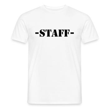 staff - Men's T-Shirt - white - Front - AI Model Male 178 dark (178cm)