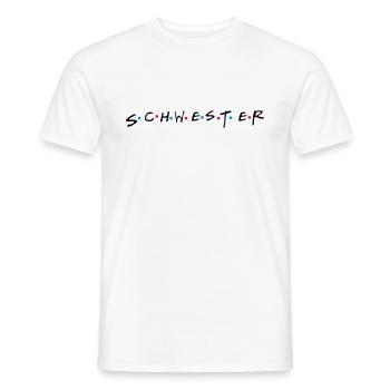 Sœur frères et sœurs cadeau pour soeur - T-shirt homme - blanc - Devant - AI Model Male 178 dark (178cm)