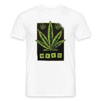 Feuille de cannabis de mauvaises herbes - T-shirt homme - blanc - Devant - AI Model Male 178 dark (178cm)