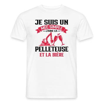Un Mec Simple J'aime La Pelleteuse Et La Bière - T-shirt homme - blanc - Devant - AI Model Male 178 dark (178cm)