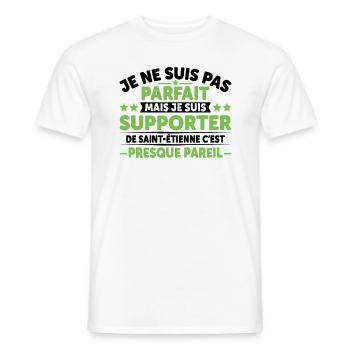 Supporter De Saint Étienne - T-shirt homme - blanc - Devant - AI Model Male 178 dark (178cm)
