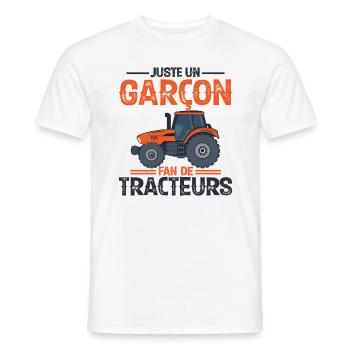 Juste Un Garçon Fan De Tracteurs - T-shirt homme - blanc - Devant - AI Model Male 178 dark (178cm)