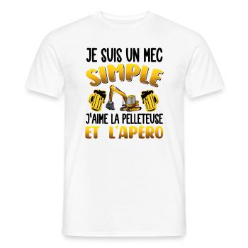 Un Mec Simple Qui Aime La Pelleteuse Et L'apéro - T-shirt homme - blanc - Devant - AI Model Male 178 dark (178cm)