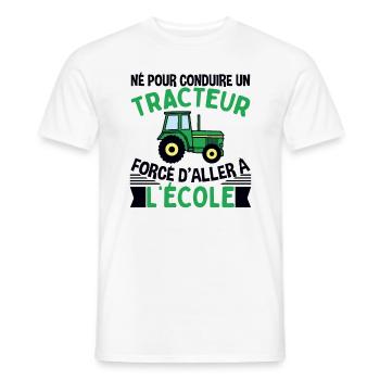 Forcé D'aller À L'école Cadeau Tracteur - T-shirt homme - blanc - Devant - AI Model Male 178 dark (178cm)