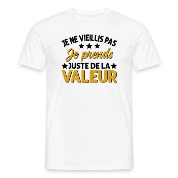 Je Ne Vieillis Pas Je Prends De La Valeur - T-shirt homme - blanc - Devant - AI Model Male 178 dark (178cm)