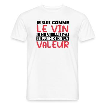 Je Suis Comme Le Vin Je Ne Vieillis Pas - Valeur - T-shirt homme - blanc - Devant - AI Model Male 178 dark (178cm)