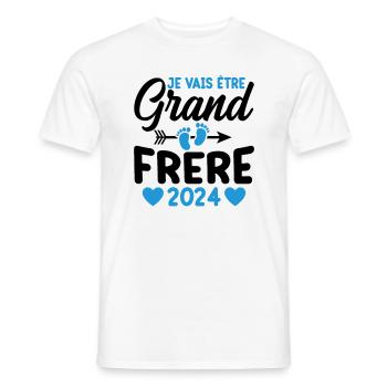 Je Vais Être Grand Frère 2024 - T-shirt homme - blanc - Devant - AI Model Male 178 dark (178cm)