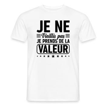 Je Ne Vieillis Pas Je Prends De La Valeur - T-shirt homme - blanc - Devant - AI Model Male 178 dark (178cm)
