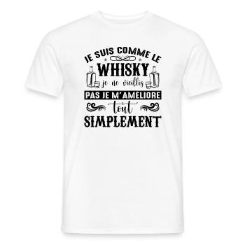 Je Suis Comme Le Whisky Je Ne Vieillis Pas - T-shirt homme - blanc - Devant - AI Model Male 178 dark (178cm)