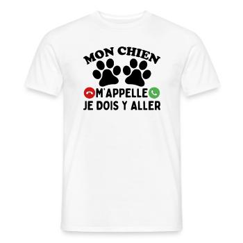 Mon Chien M'appelle - T-shirt homme - blanc - Devant - AI Model Male 178 dark (178cm)