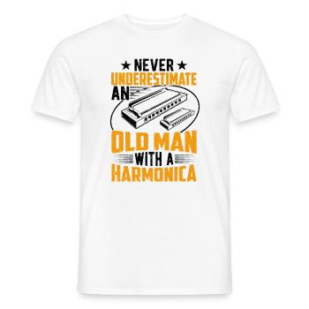 Vieil Homme Avec Un Harmonica - T-shirt homme - blanc - Devant - AI Model Male 178 dark (178cm)