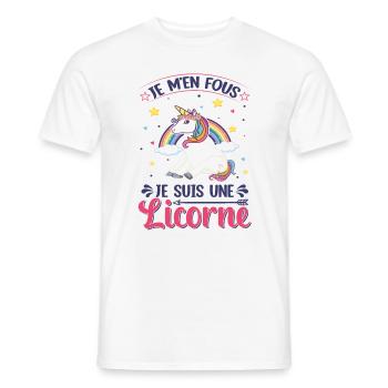 Je M'en Fous Je Suis Une Licorne - T-shirt homme - blanc - Devant - AI Model Male 178 dark (178cm)