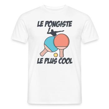 Le Pongiste Le Plus Cool - T-shirt homme - blanc - Devant - AI Model Male 178 dark (178cm)
