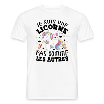 Je Suis Une Licorne Pas Comme Les Autres - T-shirt homme - blanc - Devant - AI Model Male 178 dark (178cm)